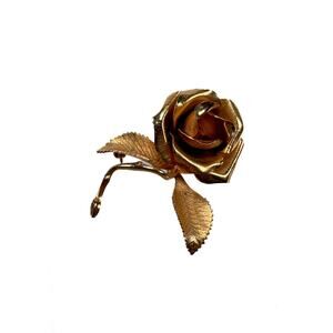 Vintage Jewelry - Brooch - Cerrito Original Gold Tone Rose Pin Brooch - 1981